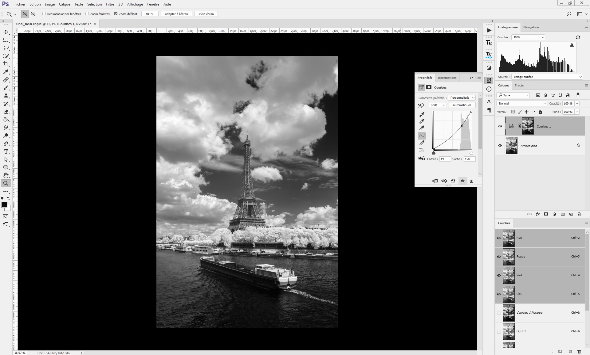 How to process black and white infrared photos