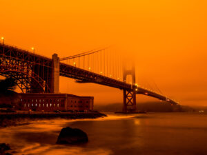 Golden Gate Bridge Engulfed in Forest Fire Smoke by Rain Hayes