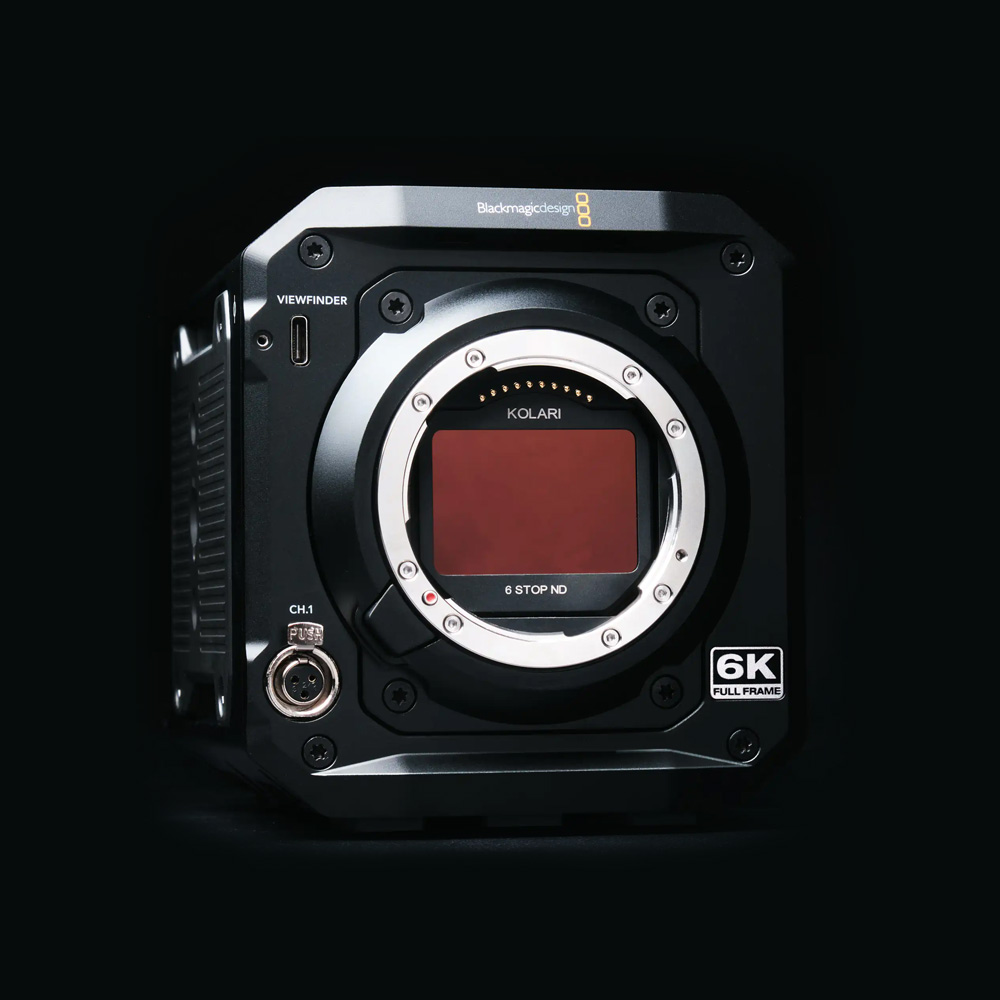 image of camera blackmagic 6k against black background